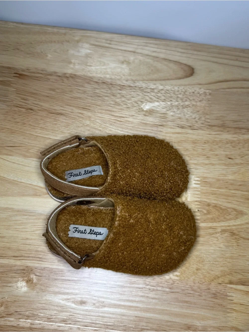 First Step Toddler Girl 6 Brown Faux Fur Clog Moccasin Shoe Comfy Casual Kidcore